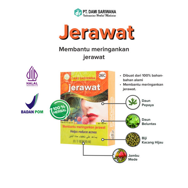 Obat Herbal JERAWAT 100 Pil Mengatasi Jerawat dan Bekas Jerawat, Menghaluskan & Mengurangi Gatal