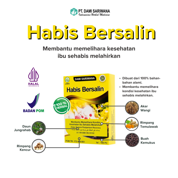 Obat Herbal HABIS BERSALIN 100 Pil Memelihara Kesehatan Rahim & Melancarkan ASI