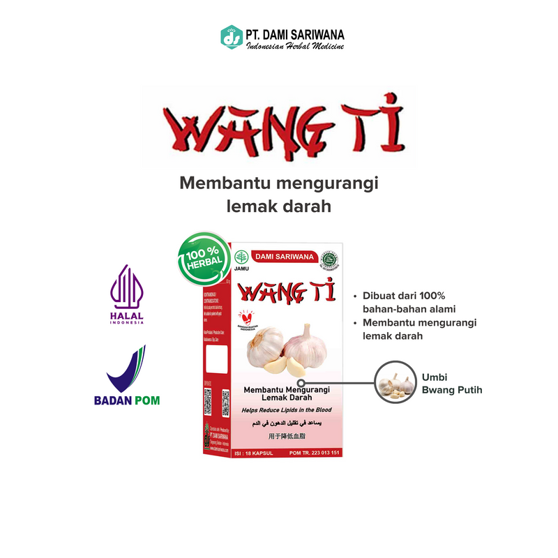 Obat Herbal Wang Ti 18 Kapsul | Kapsul Bawang Putih Menurunkan Kolestrol Lemak Darah Hipertensi Menjaga Kesehatan Jantung
